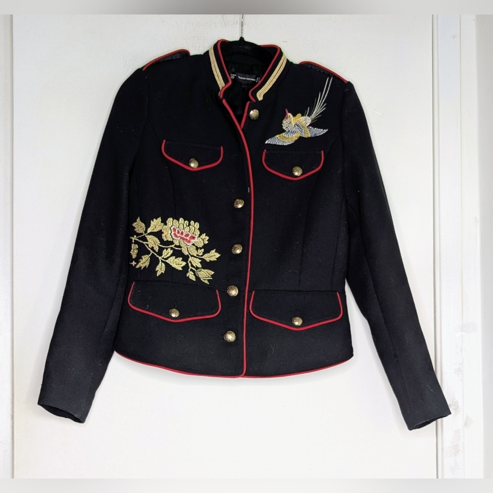 Zara military style jacket w/ embroidery size small - Picture 4 of 6